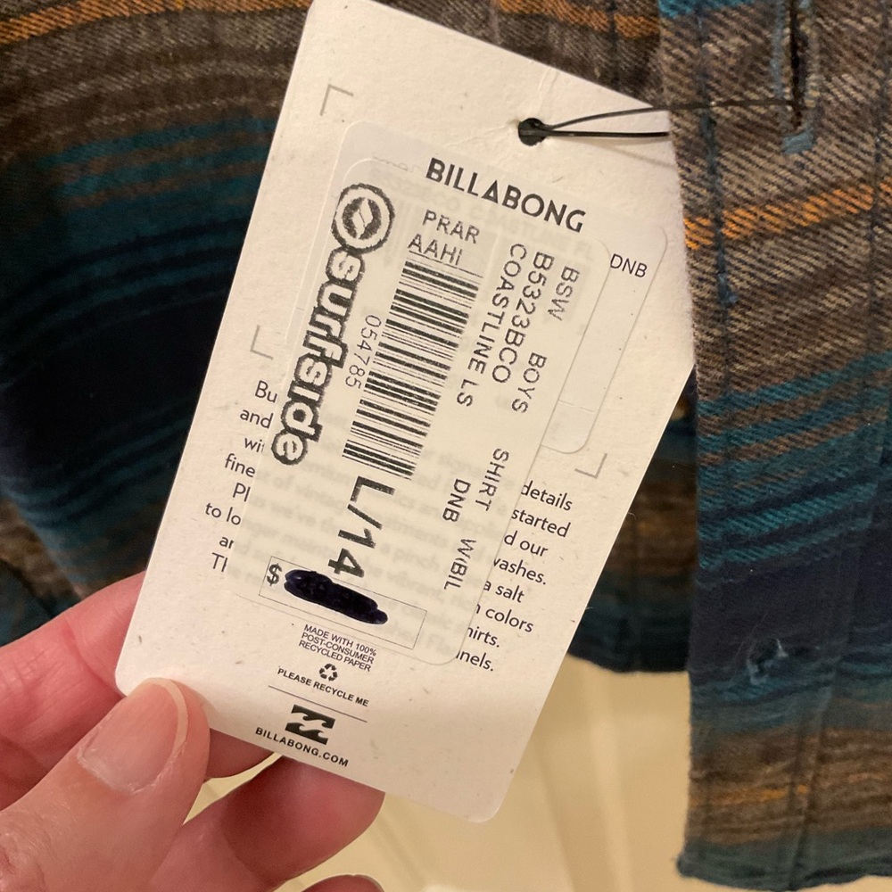 Billabong Boys Coastline Button Up - Size L/14  - NEW - Picture 6 of 7